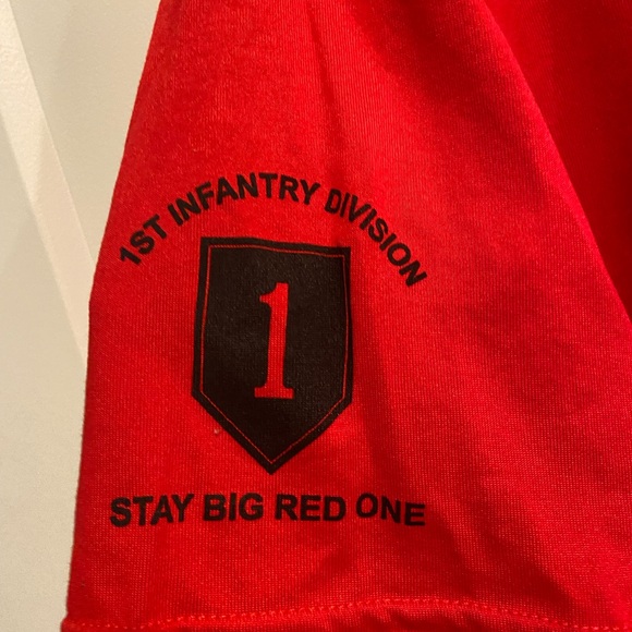 Under Armour red Big Red One Military Army loose Men's shirt sleeve Large NWT - Picture 7 of 12